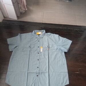 Carhartt Midweight Chambray Short Sleeve Shirt Color Blue Men Size 3XL Brand New